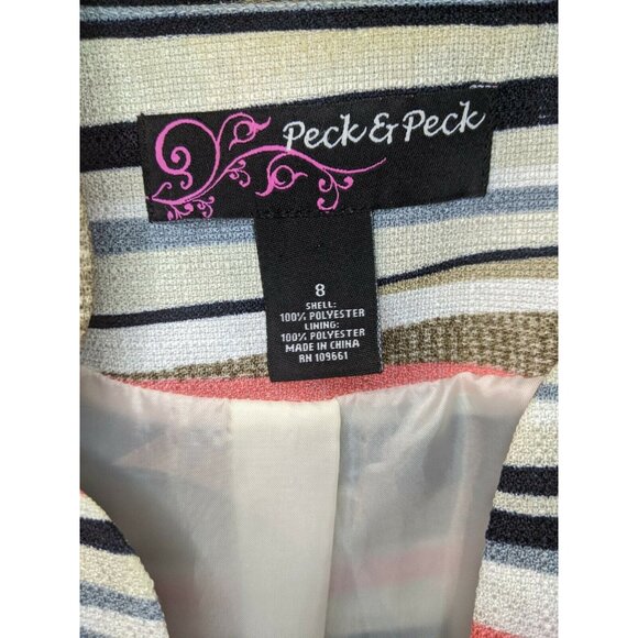 Peck & Peck Striped Jacket LS Open Jacket Size 8 Lined - Picture 3 of 7